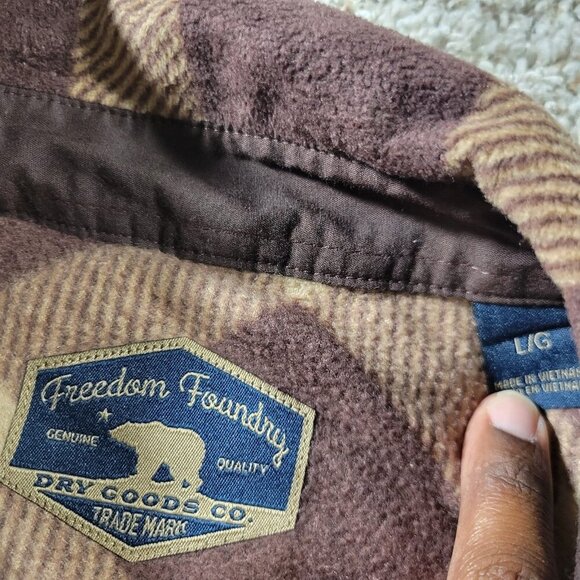 Freedom Foundry Flannel Shirt Mens Large Brown Plaid Button Up Long Sleeve - Picture 2 of 7